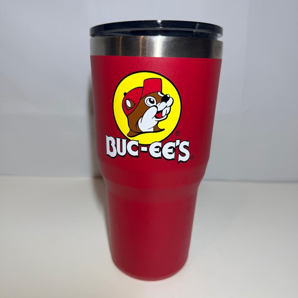 Buc-ees Yukon Outfitters 30oz Stainless Steel Tumbler Red Travel Mug Lid